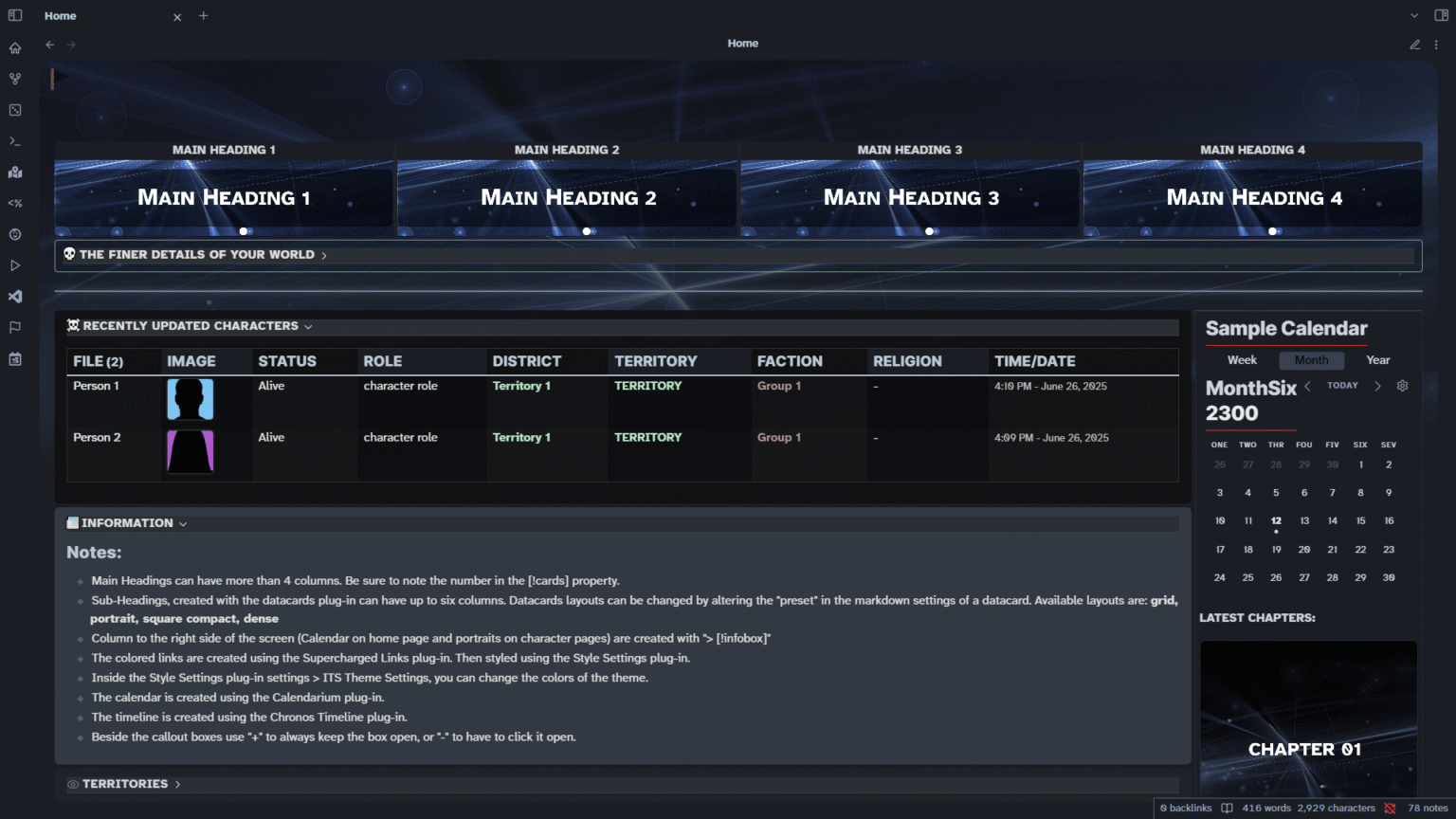 Worldbuilding Vault Template for Obsidian